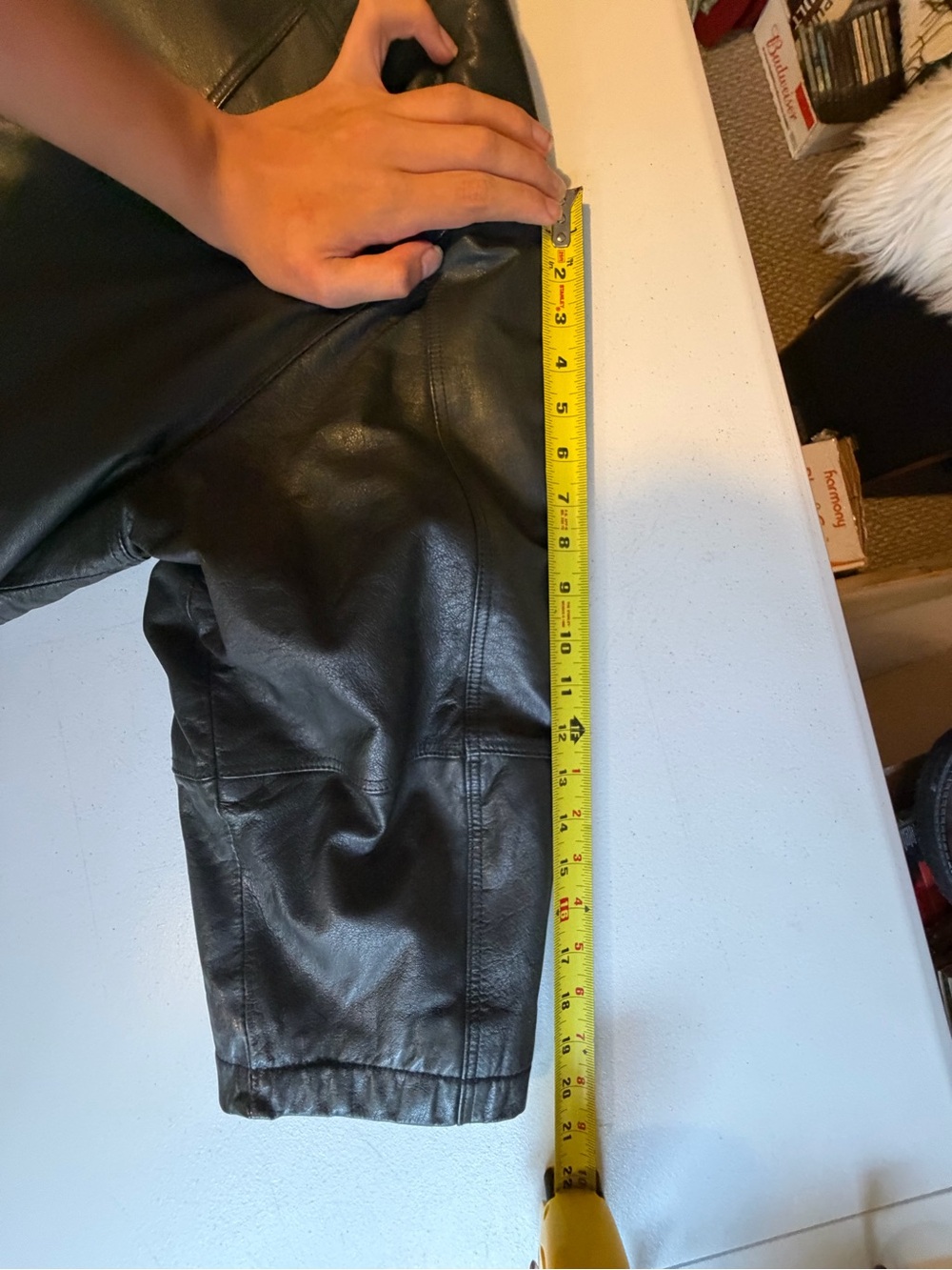 Vintage Black Leather fall Winter Jacket Coat Mens size XL 1990s grunge slouchy - Picture 14 of 16